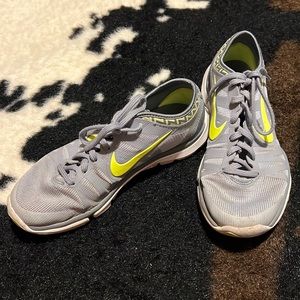 Gray and neon green Nike tennis shoes size 6.5